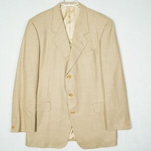 Hickey Freeman Loro Piana Cashmere Blazer Mens 45L Tan Beige 3 Button Sport Coat